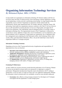 IT Services in Healthcare: Organization & Evaluation