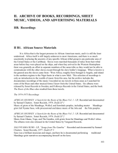 African Music Archive: Recordings & Source Materials