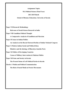 MA Political Science Assignment Topics - University of Kerala