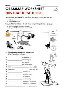 This That These Those Grammar Worksheet