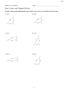 Sine, Cosine, Tangent Practice Worksheet