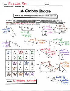 Geometry Trigonometry Worksheet: Crabby Riddle