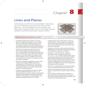 Lines and Planes: Equations & Intersections in 2D & 3D Space