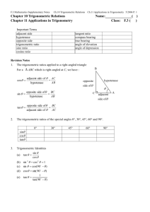 Trigonometry: Relations & Applications - High School Notes