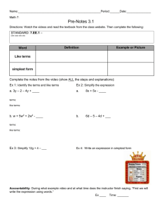 Pre-Algebra Unit 1 Words