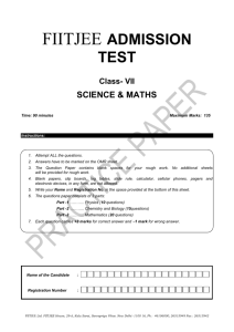 Class VII Science & Maths Admission Test - FIITJEE