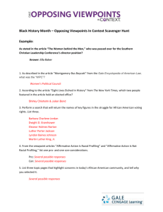 Black History Month Scavenger Hunt: Opposing Viewpoints