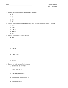 Organic Chemistry Intro Worksheet