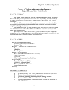 Internal Organization: Resources, Capabilities, Core Competencies
