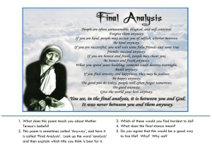 Mother Teresa's Poem: Final Analysis - Anyway