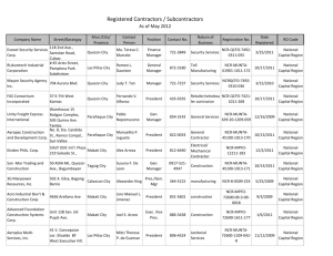 Registered Contractors / Subcontractors