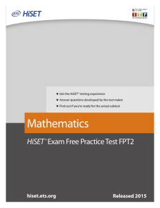HiSET Math Practice Test: Free FPT2