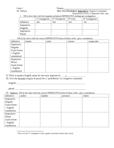 Latin Imperatives & Prepositions Worksheet