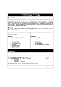 Chemistry 10 (Pre-IB) Course Syllabus