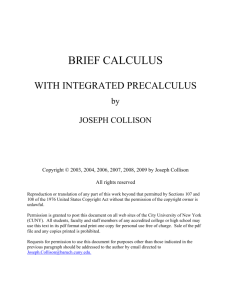 Brief Calculus with Integrated Precalculus Textbook