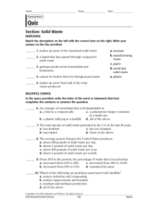 Solid Waste Quiz: Environmental Science Assessment