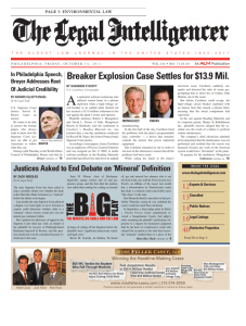 Legal News: Breyer Speech, Explosion Settlement, Mineral Debate