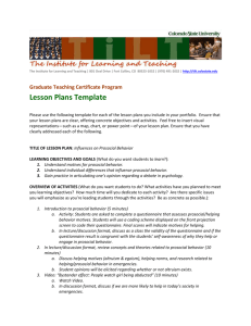 Prosocial Behavior Lesson Plan Template