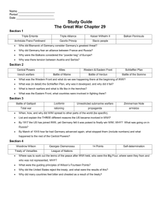 WWI Study Guide: Causes, Events, Treaty of Versailles