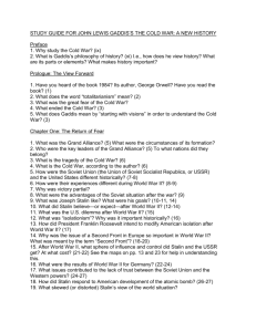 Cold War Study Guide: Gaddis's A New History