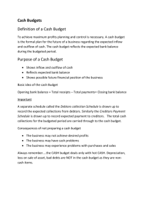 Cash Budget Exercise: Debtors & Creditors Schedules