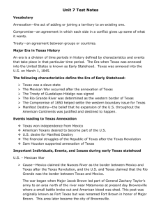 Texas Early Statehood Test Notes: Annexation & Mexican War