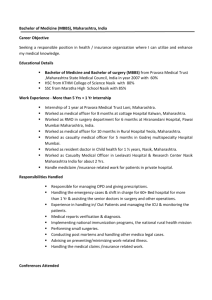 Bachelor of Medicine (MBBS), Maharashtra, India Career Objective