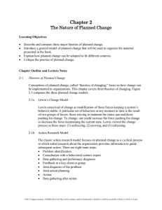 Planned Change Theories & Models: Chapter Outline