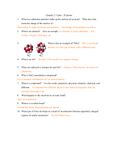 Chemistry Quiz: Atomic Structure & Chemical Bonds