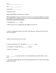 Geometry Pre-Test: Shapes, Area, Angles, Triangles