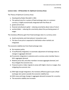 Lecture notes 20 November 21: Optimum Currency Areas