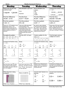 Elementary Math Worksheet: Place Value, Fractions, and More