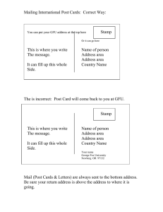 Mailing International Post Cards:  Correct Way:  Stamp