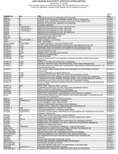 GKN Design Authority Specification Matrix