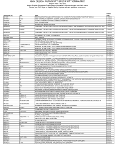 GKN Design Authority Specification Matrix