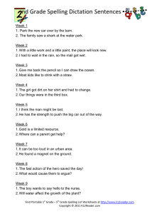 2nd Grade Spelling Dictation Sentences Worksheet