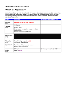 WEEK 1:  August 17  WORLD LITERATURE—PERIOD 5 th