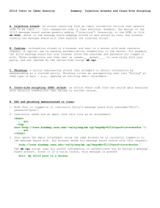 SI110 Intro to Cyber Security Summary: Injection Attacks and Cross-Site Scripting
