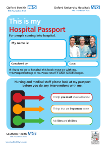Hospital Passport: Patient Information for Hospital Staff
