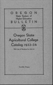 Oregon State Agricultural College Catalog 1933-34