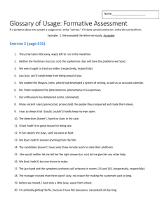 Glossary of Usage: Formative Assessment