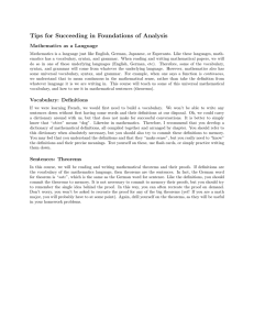 Tips for Succeeding in Foundations of Analysis Mathematics as a Language
