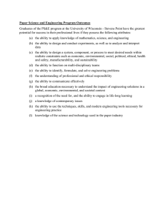 Paper Science and Engineering Program Outcomes
