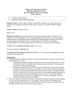 Minutes of Faculty Senate Meeting Thursday, September 13, 2012