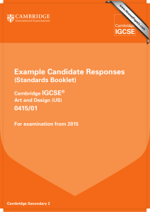 IGCSE Art & Design Candidate Responses: Standards Booklet