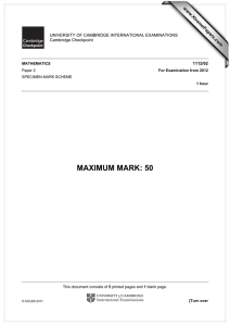 Cambridge Checkpoint Mathematics Mark Scheme Paper 2