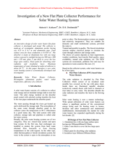 Investigation of a New Flat Plate Collector Performance for