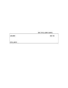 SEC SYLLABUS (2015) ARABIC SEC 02 SYLLABUS