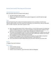 Home Exercise #2 Planning and Processes  Intended learning outcome