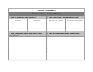 Negotiation Preparation Form: Interests, Resources, and Strategies